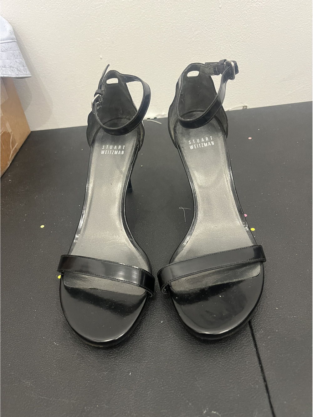Stuart Weitzman Black Ankle Strap Heeled Sandals